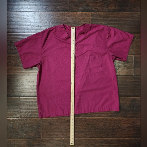 Healthcare Scrubs Red Wine Color Large Top Unisex Casual - Picture 3 of 6